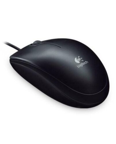 Logitech B100 Wired Optical Mouse, USB, 800 DPI, Ambidextrous, Black, OEM