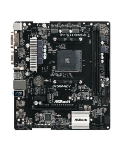 Asrock B450M-HDV R.40, AMD B450, AM4, Micro ATX, 2 DDR4, VGA, DVI, HDMI, M.2