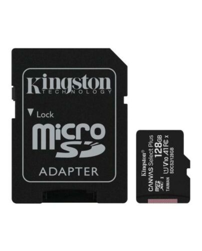 Kingston 128GB Canvas Select Plus Micro SDXC Card with SD Adapter, UHS-I Class 10, U1, A1 App Performance, 100MB/s