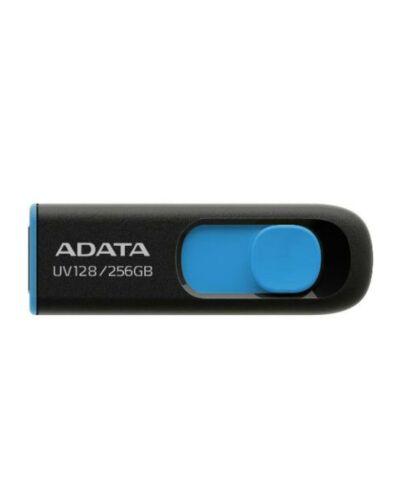 ADATA 256GB UV128 USB 3.0 Memory Pen, Retractable, Capless, Black & Blue