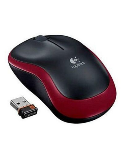 Logitech M185 Wireless Notebook Mouse, USB Nano Receiver, Black/Red